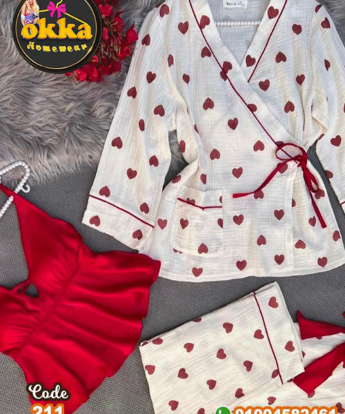 بجامه 3 قطع احمر